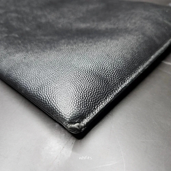 Yves Saint Laurent Black Leather Zipper Portfolio Clutch - Picture 10 of 12